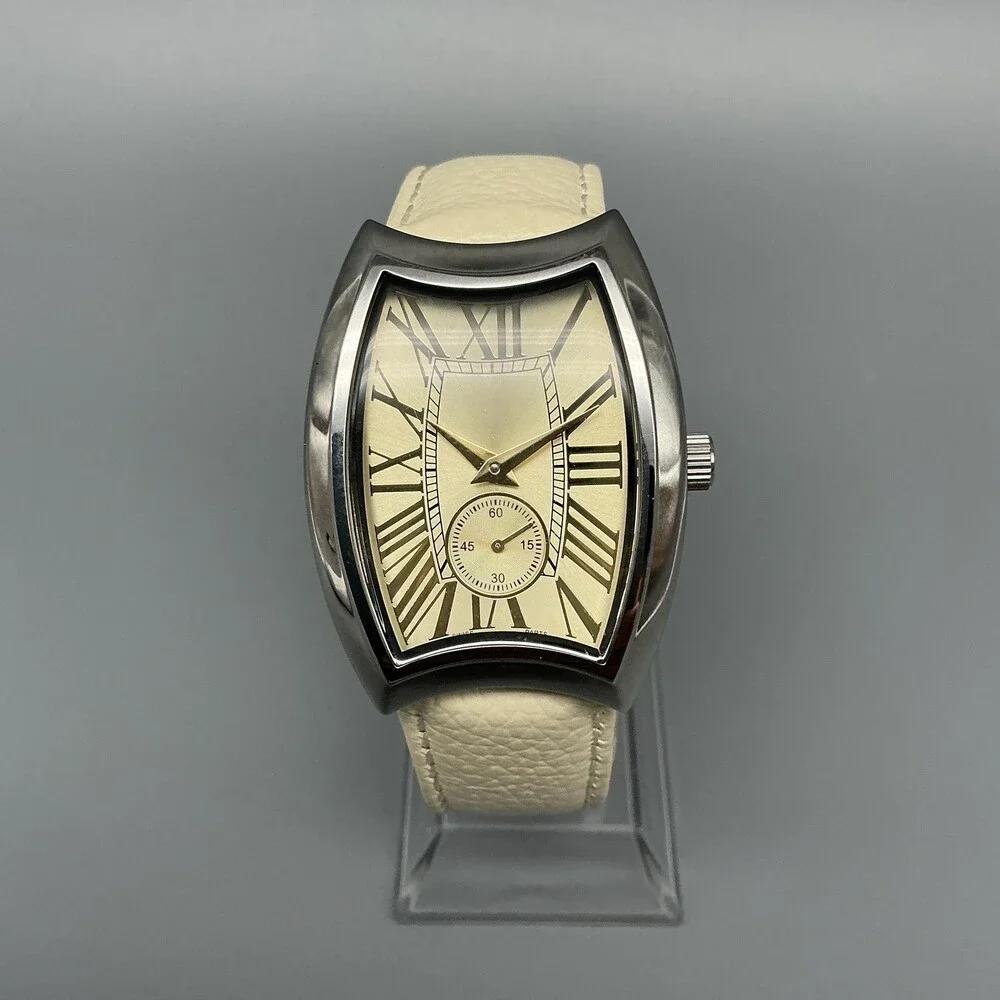 Steel By Design Womens Watch 32mm Cream Dial Silver Tone Leather New Battery